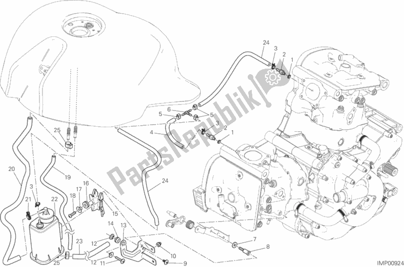 All parts for the Hot Air Pipe Canister of the Ducati Monster 821 Thailand 2017